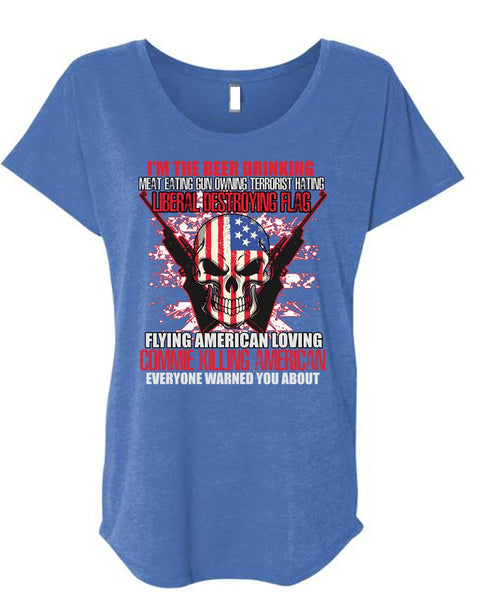 Flying American Loving T Shirt, Being A Veteran T Shirt, Cool Shirt (Ladies' Triblend Dolman Sleeve)