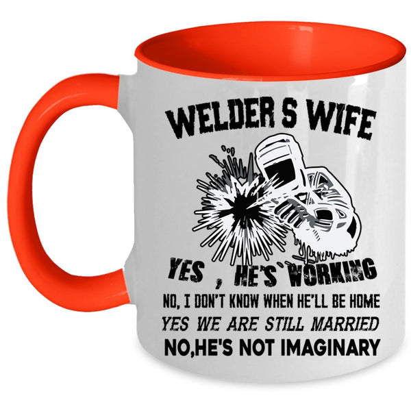 I Love My Welder Coffee Mug, Welder's Wife Accent Mug