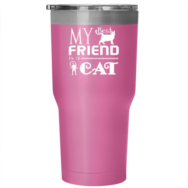 My Best Friend Is A Cat Tumbler 30 oz Stainless Steel, Cool Gift For My Friends Travel Mug