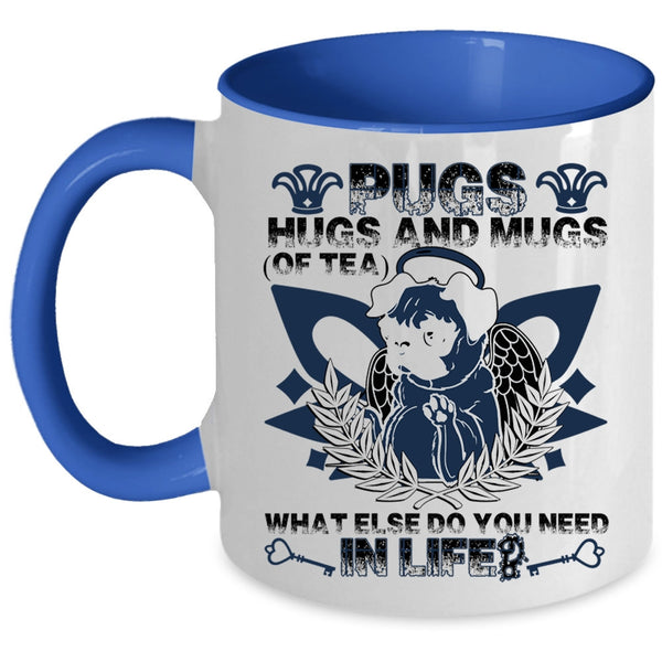 Cute Pug Lovers Coffee Mug, Pugs Hugs And Mugs Of Tea Accent Mug