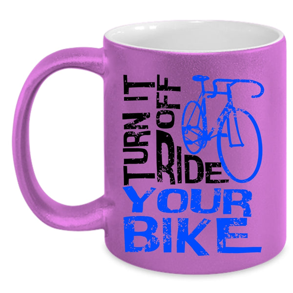 Awesome Bikers Coffee Mug, Turn Off Ride Your Bike Accent Mug