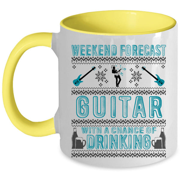 Chance Of Drinking Coffee Mug, Weekend Forecast Guitar Accent Mug