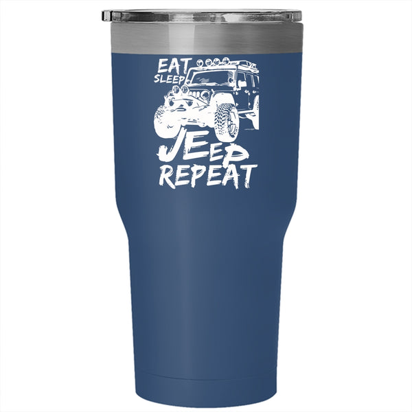 Eat Sleep Jeep Repeat Tumbler 30 oz Stainless Steel, I Love Jeeps Travel Mug