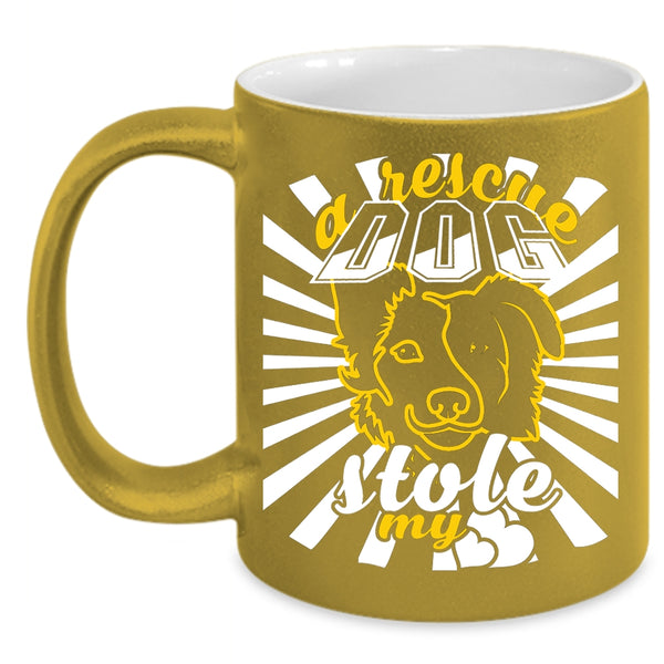 A Rescue Dog Stole My Heart Coffee Mug, I Love Dogs Coffee Cup