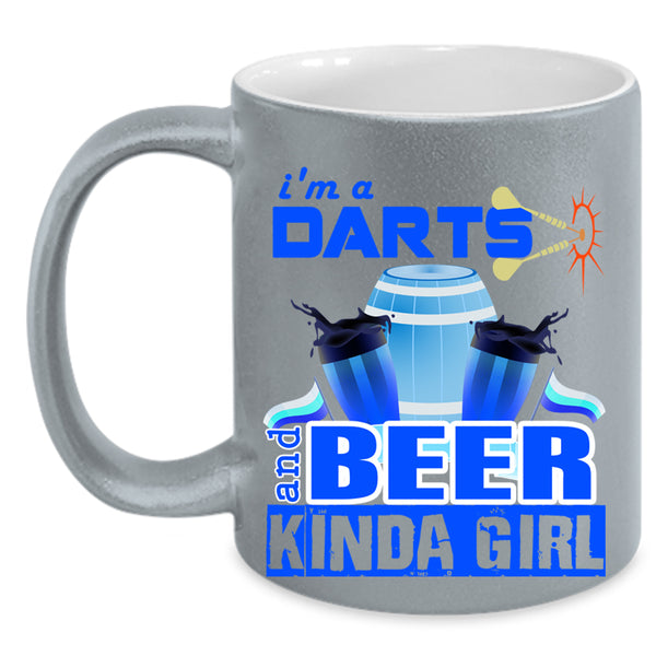 Awesome Girls Coffee Mug, I'm A Darts And Beer Kinda Girl Accent Mug