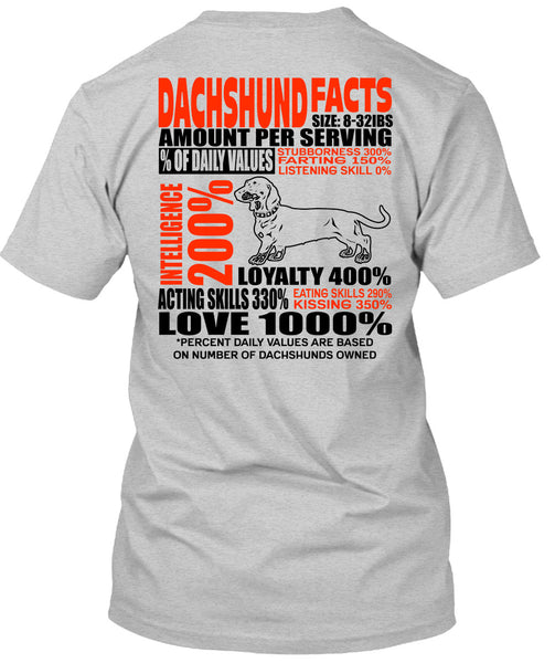Dachshund Facts T Shirt, I Love Dachshund T Shirt