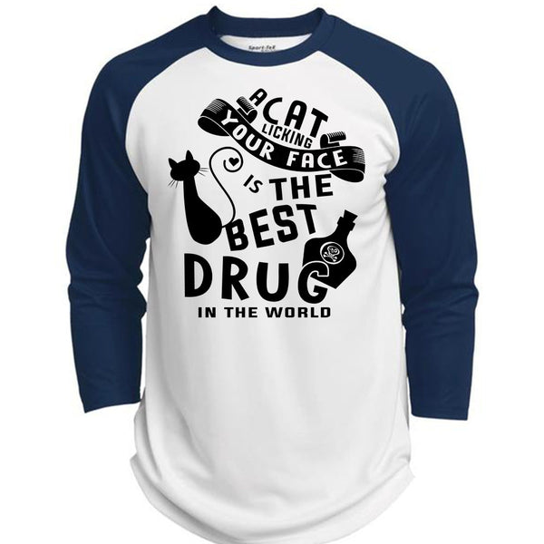A Cat Licking Your Face Is The Best Drug In The World T Shirt, Favorite T Shirt  (Polyester Game Baseball Jersey)