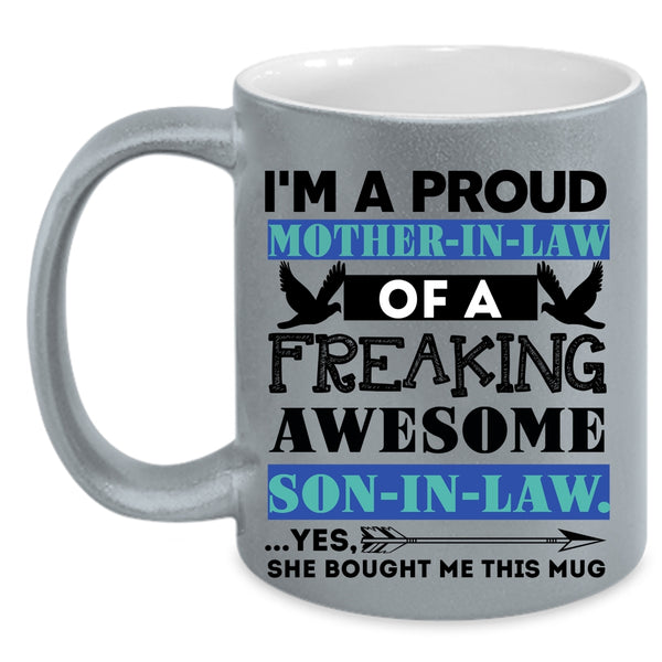 Awesome Mom Coffee Mug, Proud Mother In Law Of A Son In Law Accent Mug