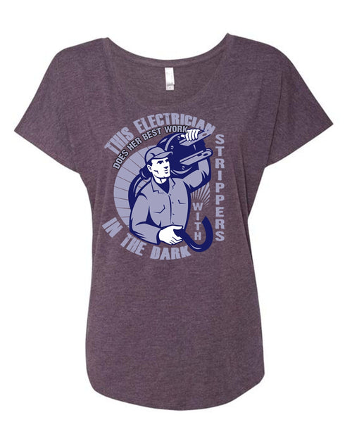 This Is Electrician T Shirt, I Love Electrician T Shirt, Cool Shirt (Ladies' Triblend Dolman Sleeve)