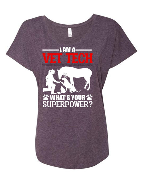 I Am A Vet Tech T Shirt, Being A Vet Tech T Shirt, Cool Shirt (Ladies' Triblend Dolman Sleeve)