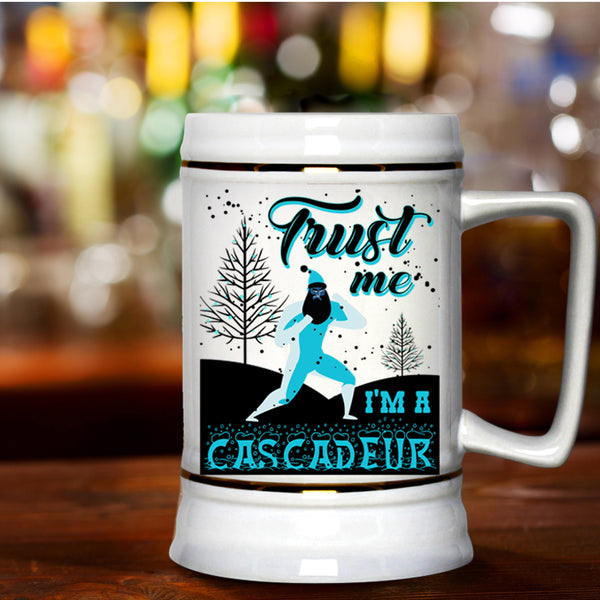 Cute Christmas Beer Stein 22oz, I'm A Cascadeur Beer Mug