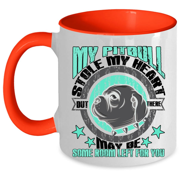 I Love My Pitbull Coffee Mug, My Pitbull Stole My Heart Accent Mug