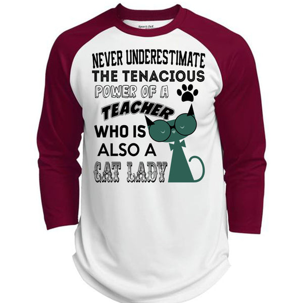 The Tenacious Power Of A Teacher Who Is Also A Cat Lady T Shirt, Being A Teacher T Shirt, Awesome T-Shirts  (Polyester Game Baseball Jersey)