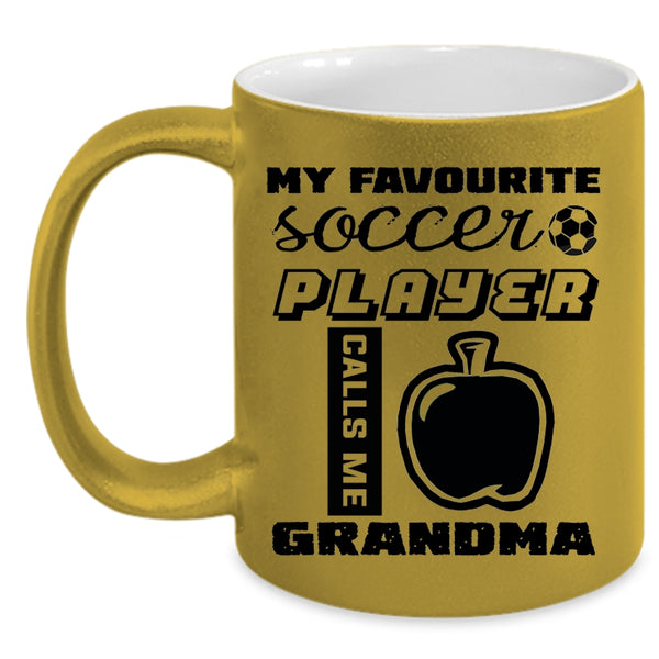 Cute Grandma Coffee Mug, My Favorite Soccer Player Calls Me Grandma Accent Mug