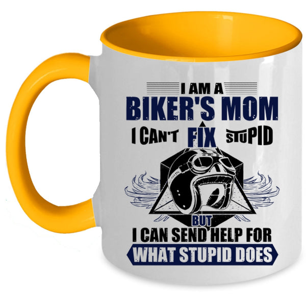 Cool Gift For Biker's Mom Coffee Mug, I Am A Biker's Mom Accent Mug