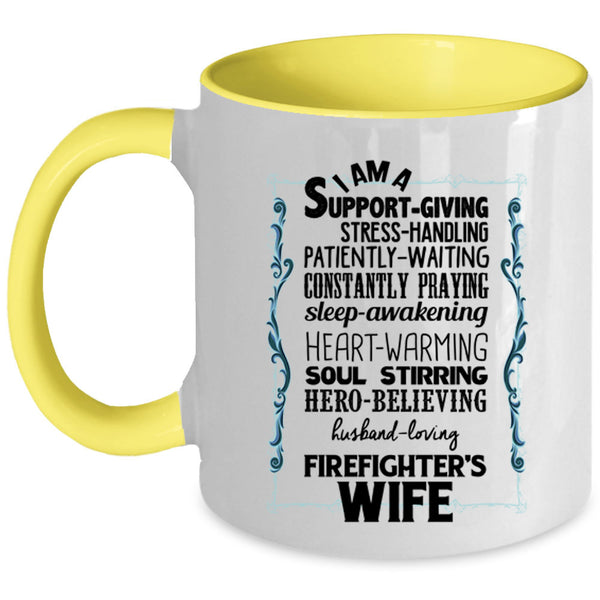 Just Married Coffee Mug, I Am A Firefighter's Wife Accent Mug