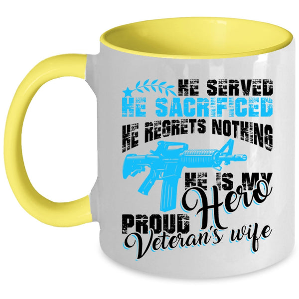 Cool Just Married Coffee Mug, Proud Veteran's Wife Accent Mug