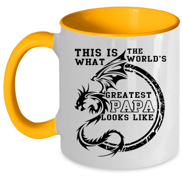 Cool Papa Coffee Mug, What The World's Greatest Papa Looks Like Accent Mug