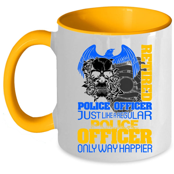 Happy Police Officer Coffee Mug, Retired Police Officer Accent Mug