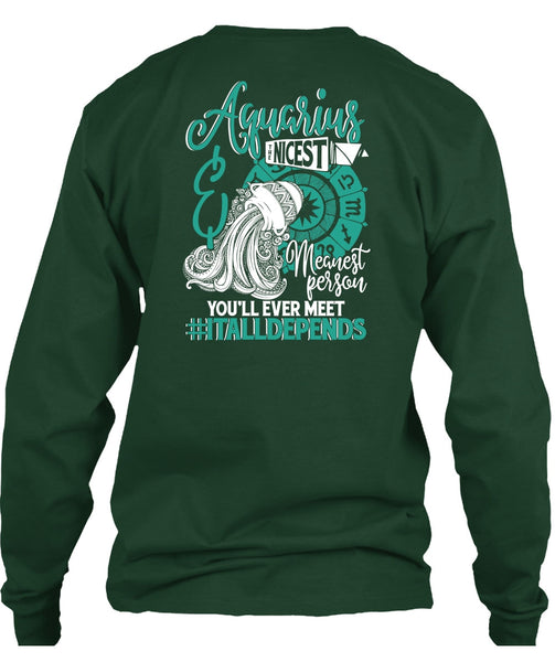 Aquarius Nicest Meanest Person T Shirt, Being An Aquarius T Shirt