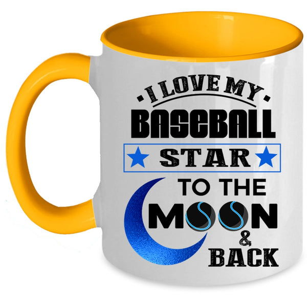 To The Moon And Back Coffee Mug, I Love My Baseball Star Accent Mug