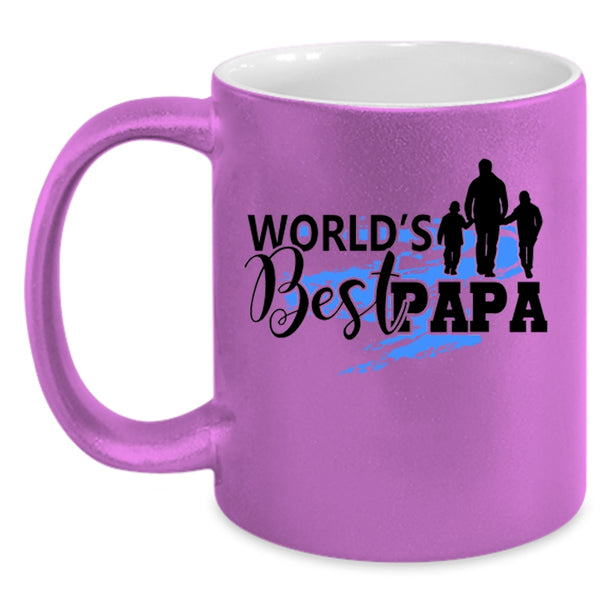Cool Gift For Dad Coffee Mug, World's Best Papa Accent Mug