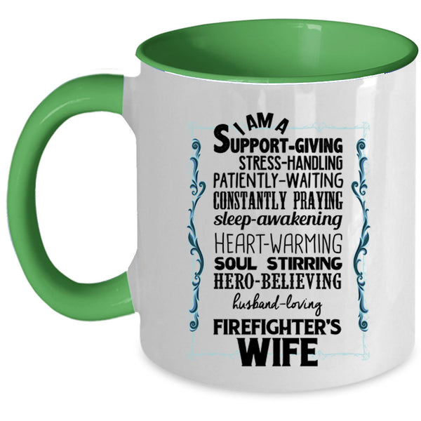 Just Married Coffee Mug, I Am A Firefighter's Wife Accent Mug