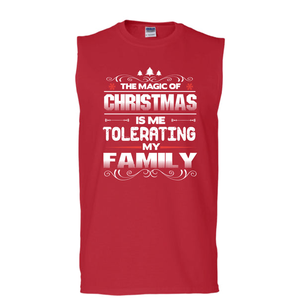 The Magic Of Christmas T Shirt, Tolerating My Family T Shirt, Cool Tank Top (Men's Cotton Sleeveless)