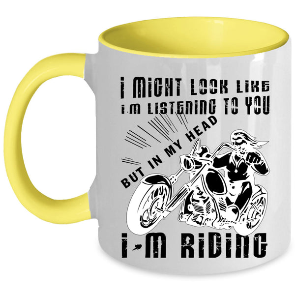 Cool Gift For Biker Coffee Mug, In My Head I'm Riding Accent Mug