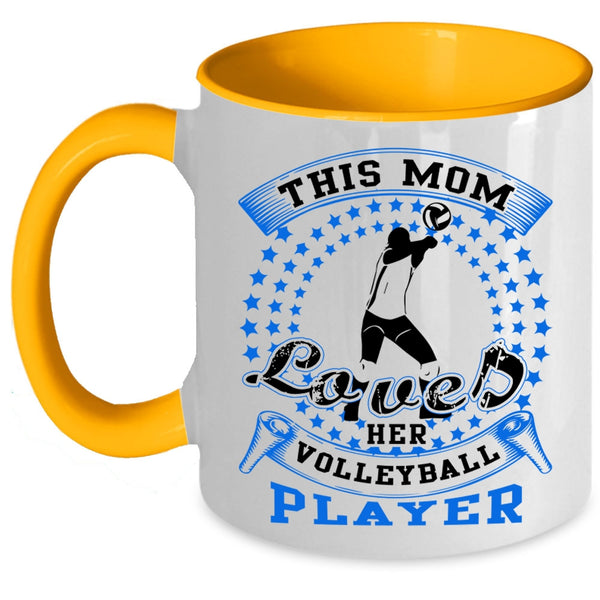 Cool Sport Coffee Mug, This Mom Loves Her Volleyball Player Accent Mug