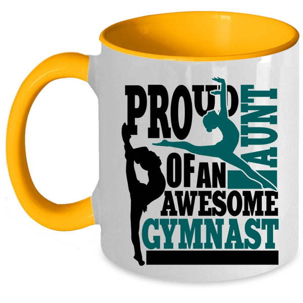 Cool Auntie Coffee Mug, Proud Aunt Of An Awesome Gymnast Accent Mug