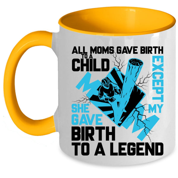My Mom Gave Birth To A Lineman Coffee Mug, All Moms Gave Birth To A Child Accent Mug