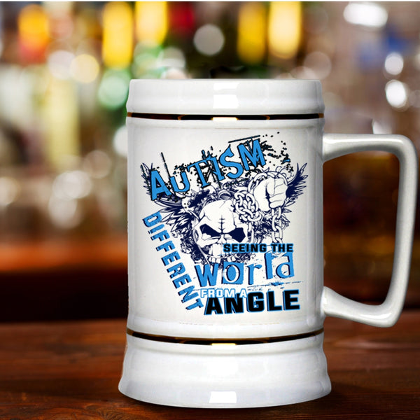 Funny Beer Stein 22oz, Autism Seeing The World From A Different Angle Beer Mug
