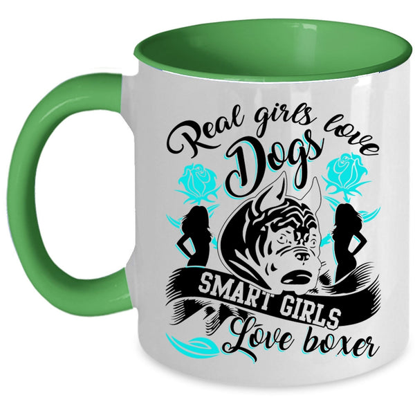 Smart Girls Love Boxer Coffee Mug, Real Girls Love Dogs Accent Mug