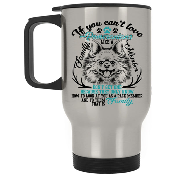 Cute Dogs Travel Mug, Pomeranians Like A Family Member Mug