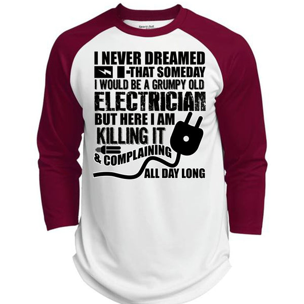 Grumpy Old Electrician T Shirt, I Love Electrician T Shirt, Awesome T-Shirts  (Polyester Game Baseball Jersey)