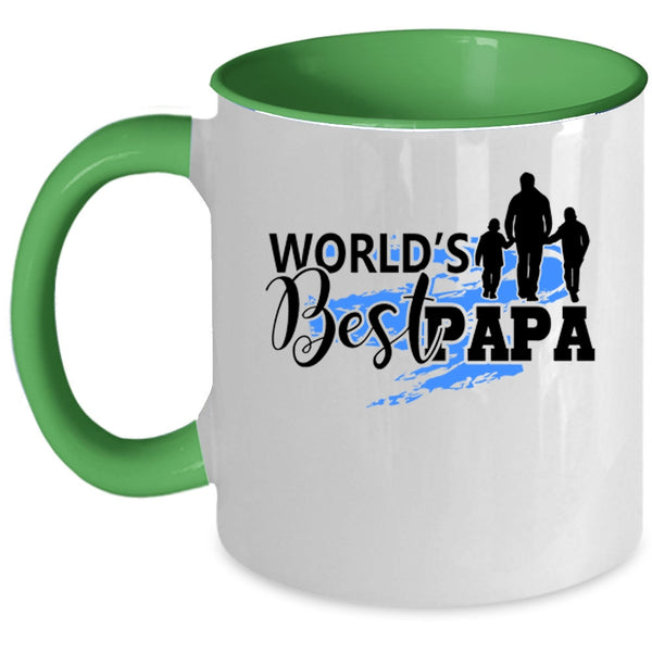 Cool Gift For Dad Coffee Mug, World's Best Papa Accent Mug