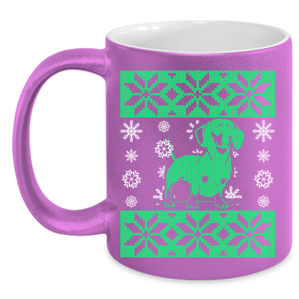 Cute Dachshund Coffee Mug, Ugly Christmas Coffee Cup