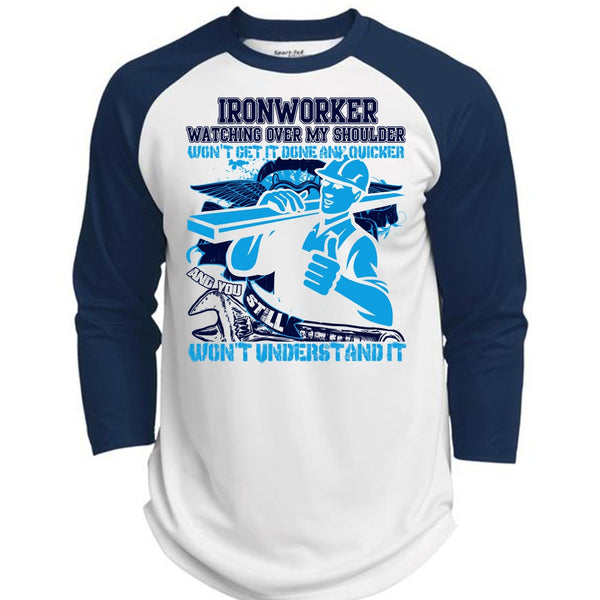 Ironworker Watching Over My Shoulder T Shirt, I Love Ironworker T Shirt, Awesome T-Shirts  (Polyester Game Baseball Jersey)