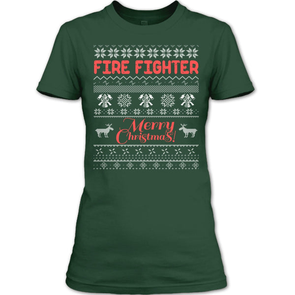 Fire Fighter Merry Christmas T Shirt, Coolest Firefighter T Shirt