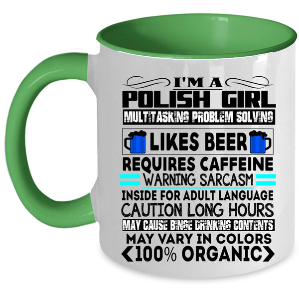 Likes Beer Coffee Mug, I'm A Polish Girl Accent Mug