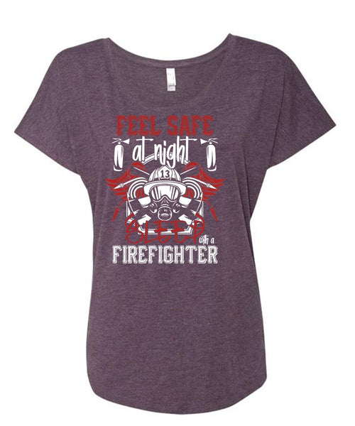 Sleep With A Firefighter T Shirt, Being A Firefighter T Shirt, Cool Shirt (Ladies' Triblend Dolman Sleeve)