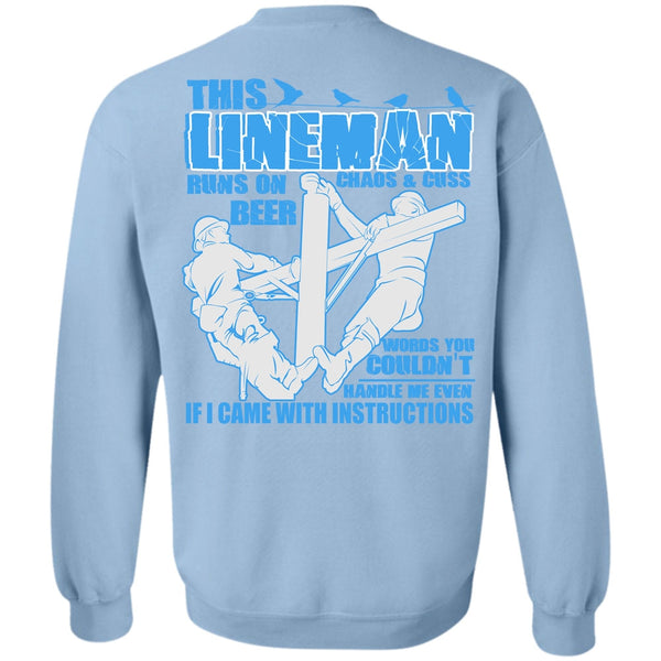 I Came With Instructions T Shirt, This Lineman Runs On Beer Sweatshirt