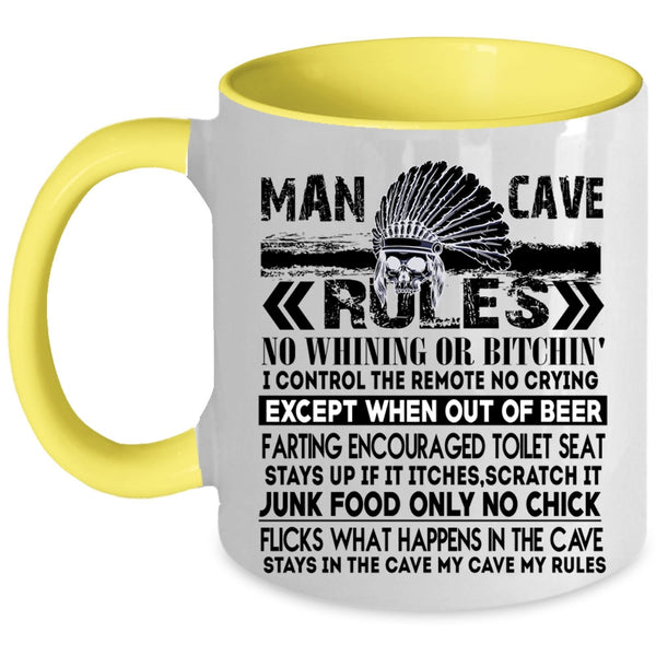 My Funny Husband Coffee Mug, Man Cave Rules Accent Mug