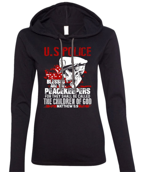US Police T Shirt, The Children Of God T Shirt (Anvil Ladies Ringspun Hooded)