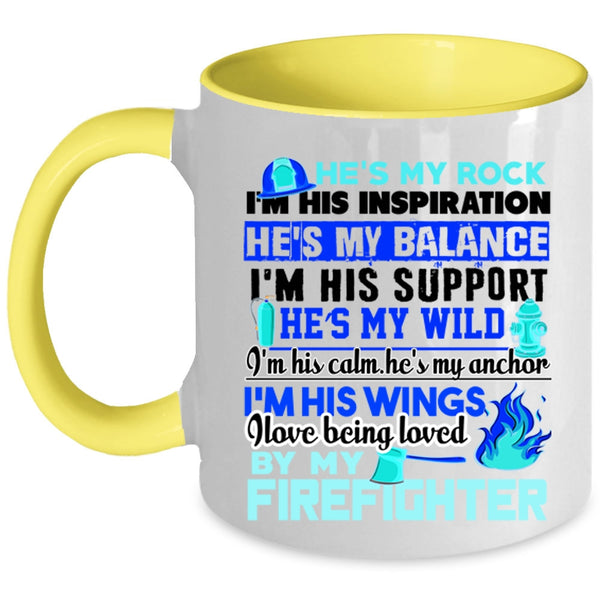 Cool Couple Coffee Mug, I Love Being Loved By My Firefighter Accent Mug