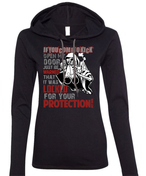 Locked For Your Protection T Shirt, Being A Veteran T Shirt (Anvil Ladies Ringspun Hooded)