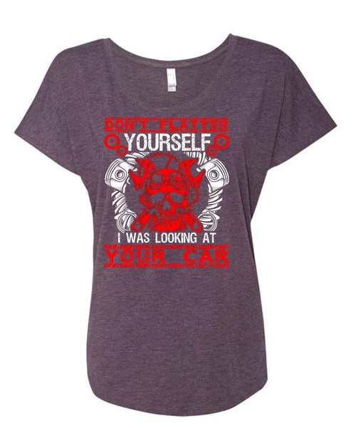 I Was Looking At Your Car T Shirt, Being A Mechanic T Shirt, Cool Shirt (Ladies' Triblend Dolman Sleeve)