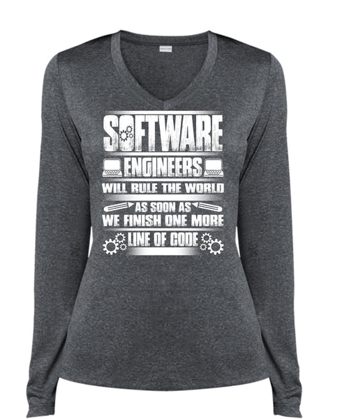 Software Engineers T Shirt, Being An Engineer T Shirt, Cool Shirt (Ladies LS Heather V-Neck)
