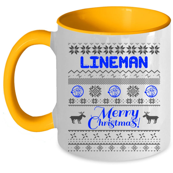 Merry Christmas Gift For Lineman Coffee Mug, Lineman Accent Mug